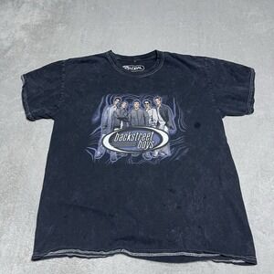 Backstreet Boys Graphic T-shirt Women Medium Black‎ Acid Wash Short Sleeve Music